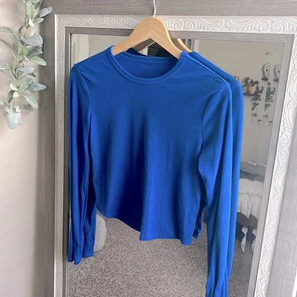 Blue ribbed crop top - Picture 1 of 3